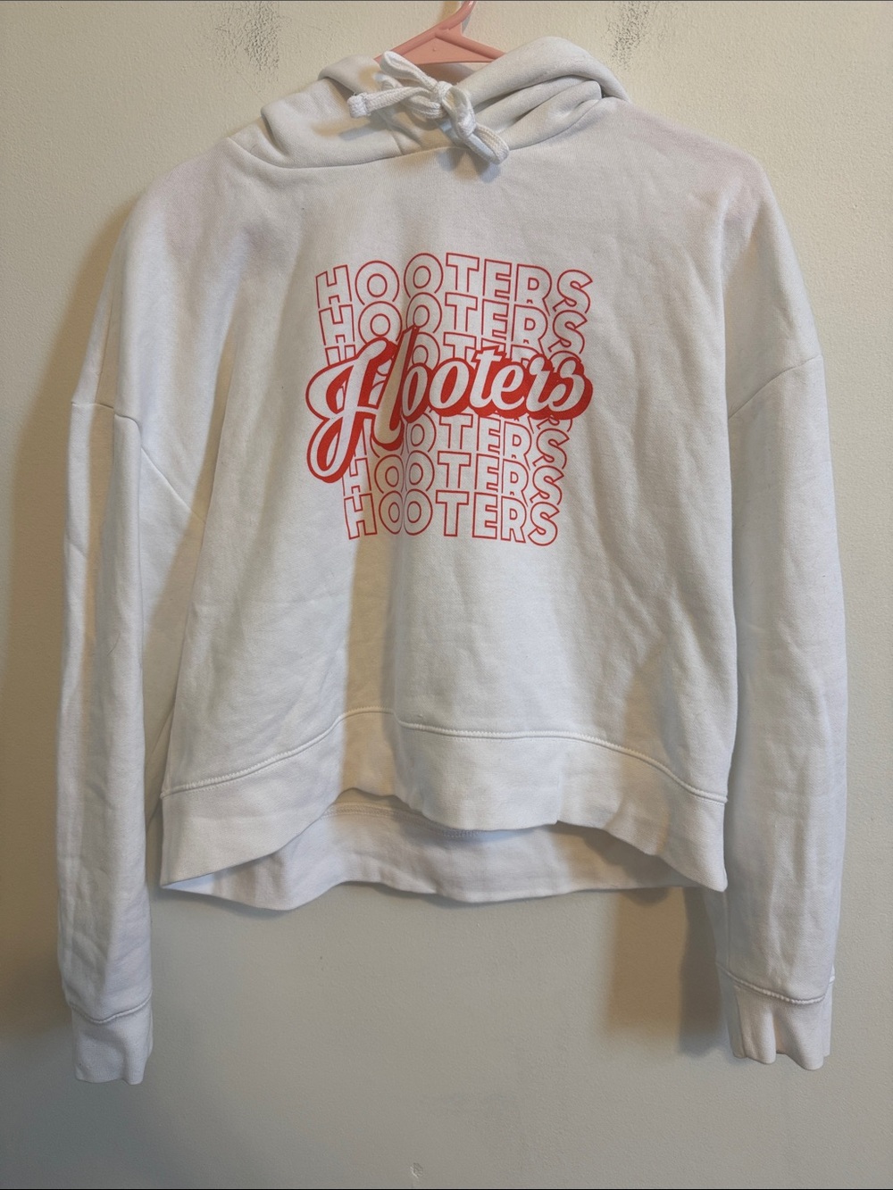 Hooters White Hoodie with Red Script Logo